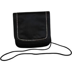 Talbots crossbody bag, Black with diamond stud design, Satin